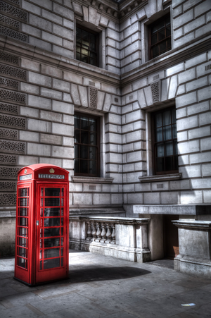 Telephone booth in London streets