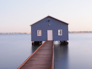blue boathouse in Perth