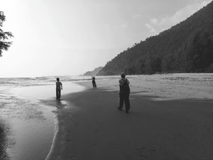Beach In Black And White