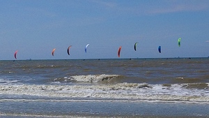 Kitesurfers at the beach