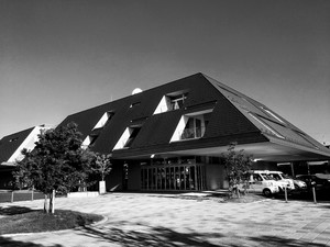 A Modern Building In Black And White