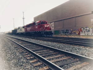 Canadian Pacific train passing by train