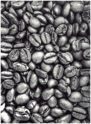 Black and white coffee beans