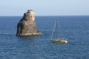 boat and a rock