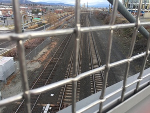 train tracks in city
