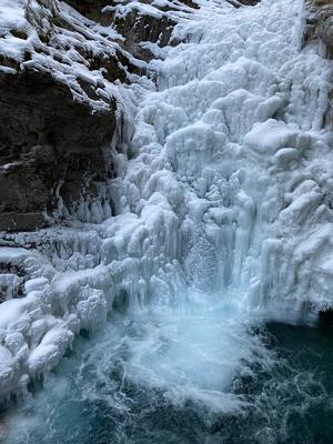 Frozen waterfall in the Rocky Mountains