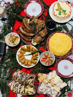 traditional Christmas food from the country side in Romania