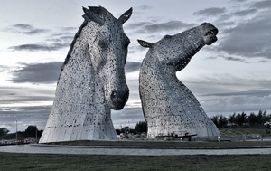The kelpies located in Falkirk Scotland