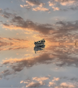 reflection boat sky
