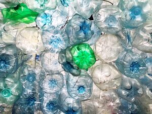 close up of plastic bottles