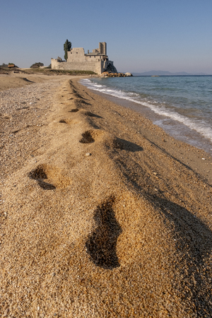 Footprints in the sandy beach