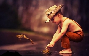 Enjoy life environment, fun with frogs