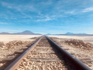 abandoned rail in uyuni desert