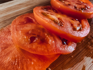 close up sliced tomato
