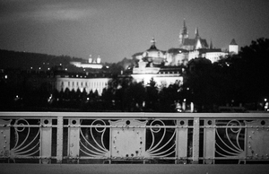 Black and white view of Prague castle