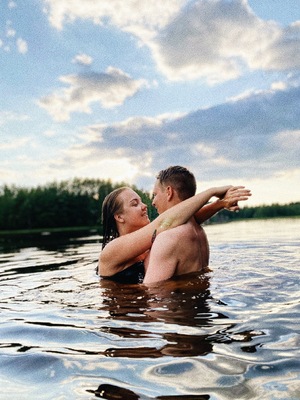 Young couple in lake