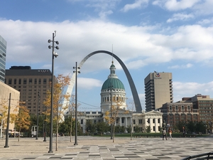 St. Louis Arch behind buildings