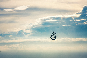 pirate ship in the clouds
