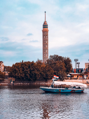 Cairo tower with Nile River