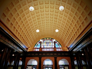 High Angle View on Ceiling of Public Hall