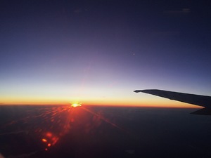 Sunset on a plane