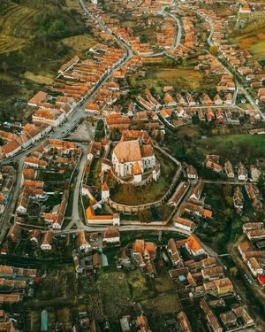 Aerial view from village in Romania