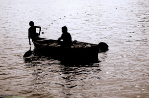 fishing boys in caspian sea