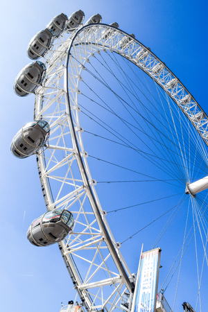 London eye on a bright day with blue sky