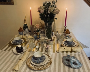 Set table with candles