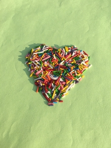 made heart with rainbow sprinkles