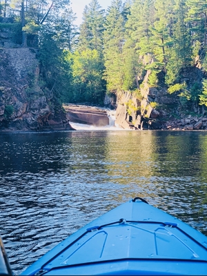 kayak and waterfalls
