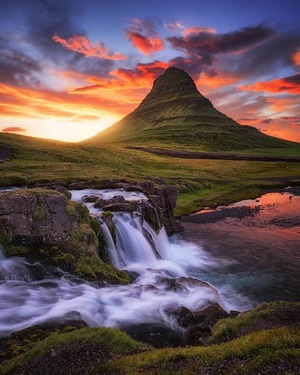 Sunset in the mountains Iceland