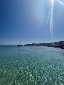 Sailing boat along coast Crete Dia Island