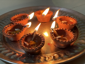 Burning candle lights Deepa-wali