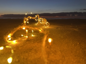 fairy lights on the beach