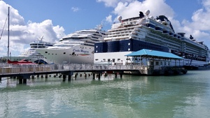 Cruise ships at the terminal in the Caribbean