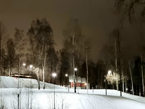 Lights in snow landscape