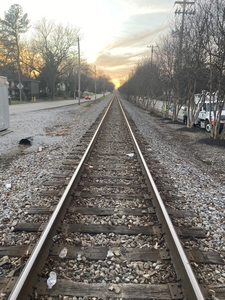 Railway track  in early morning at sunrise