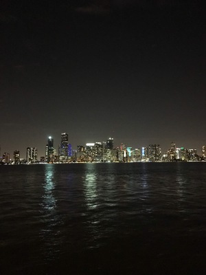 Cityscape at night of the beach Miami