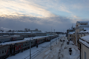 View of Train station at sunset