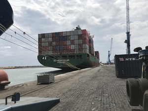 Containership in harbour