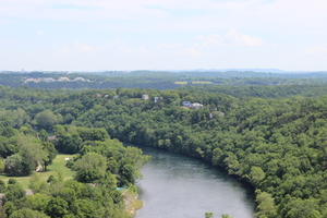 View of river and forest from above