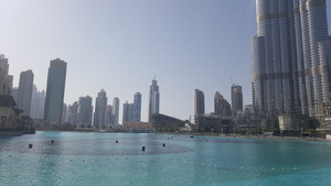 Downtown Dubai skyline and fountain