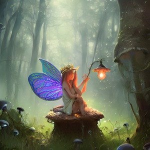 fairy sitting on toadstool