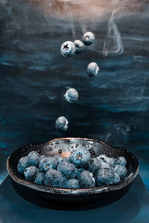 Floating blueberries