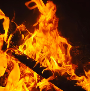 Close up of flames on campfire