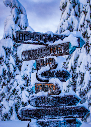 Signs covered by snow Norway