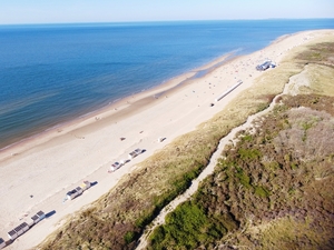 Aerial view from beach and dunes from above
