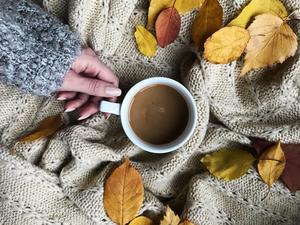 drinking coffee in autumn season