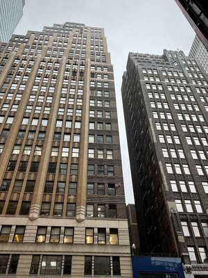 View of New York buildings in December 2022